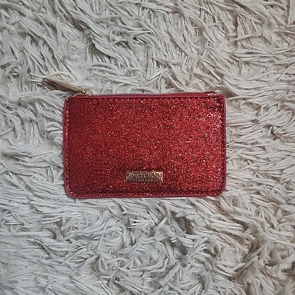 Jimmy Choo Parfums Pouch Red Glitter Card Pouch Beauty Cosmetics Mini Bag ✨️💫 - Picture 1 of 13